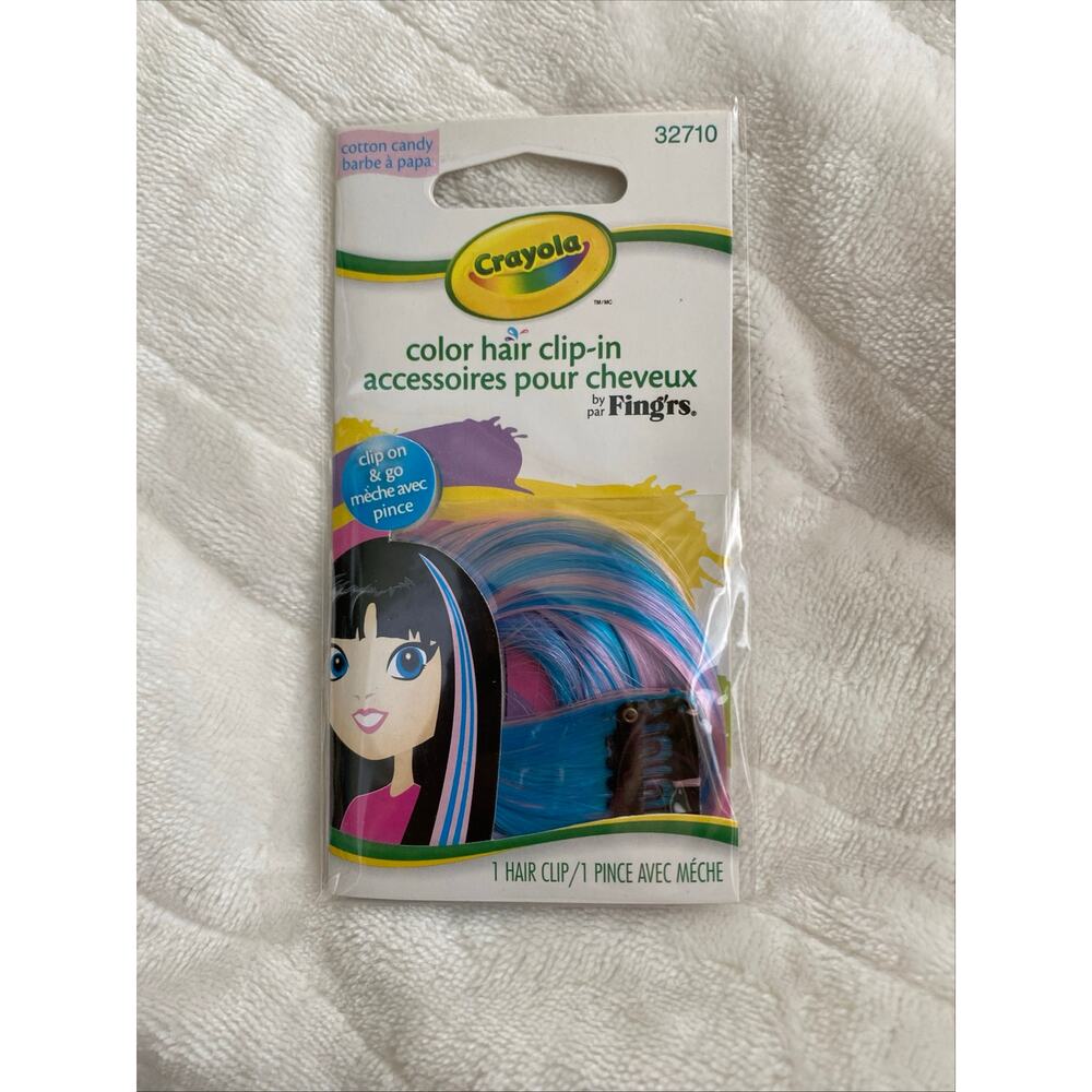 NWT Crayola Blue & pink color hair clip-in by Fing’rs